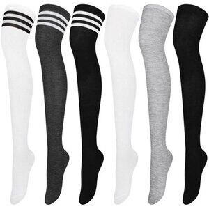 6 Pairs Over Knee Thigh Socks Knee-High Warm Stocking Women Boot Sock Leg Warmer